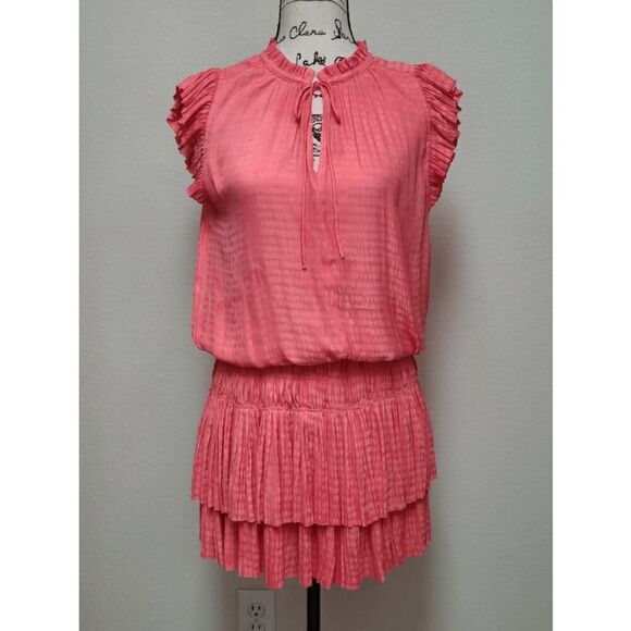 🧡 CURRENT AIR Maude Smocked Tiered Elastic Waist Orange Coral Mini Dress SIZE S - Picture 15 of 15